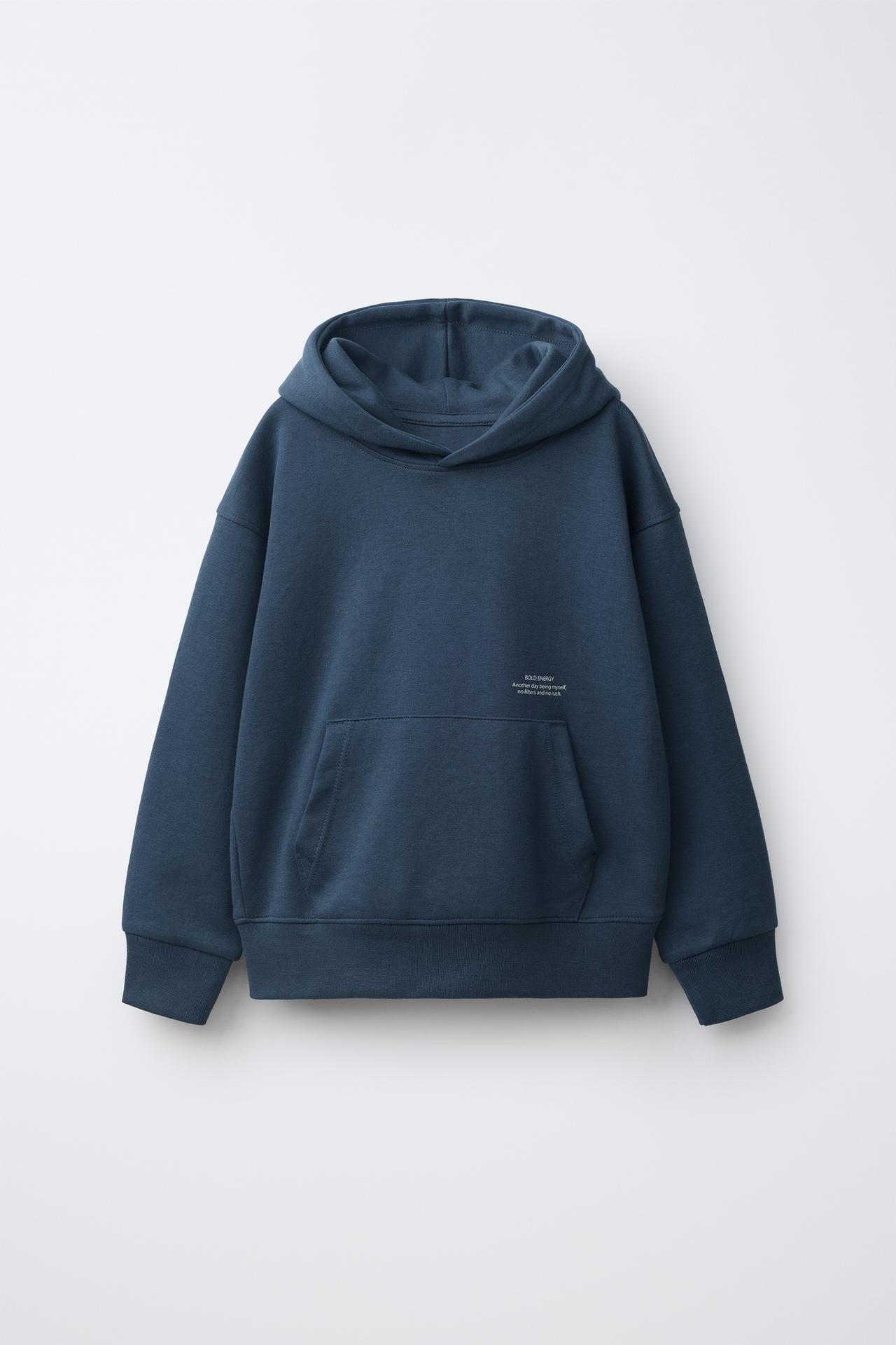 TEXT INTERLOCK HOODIE AND PANTS SET — Blue