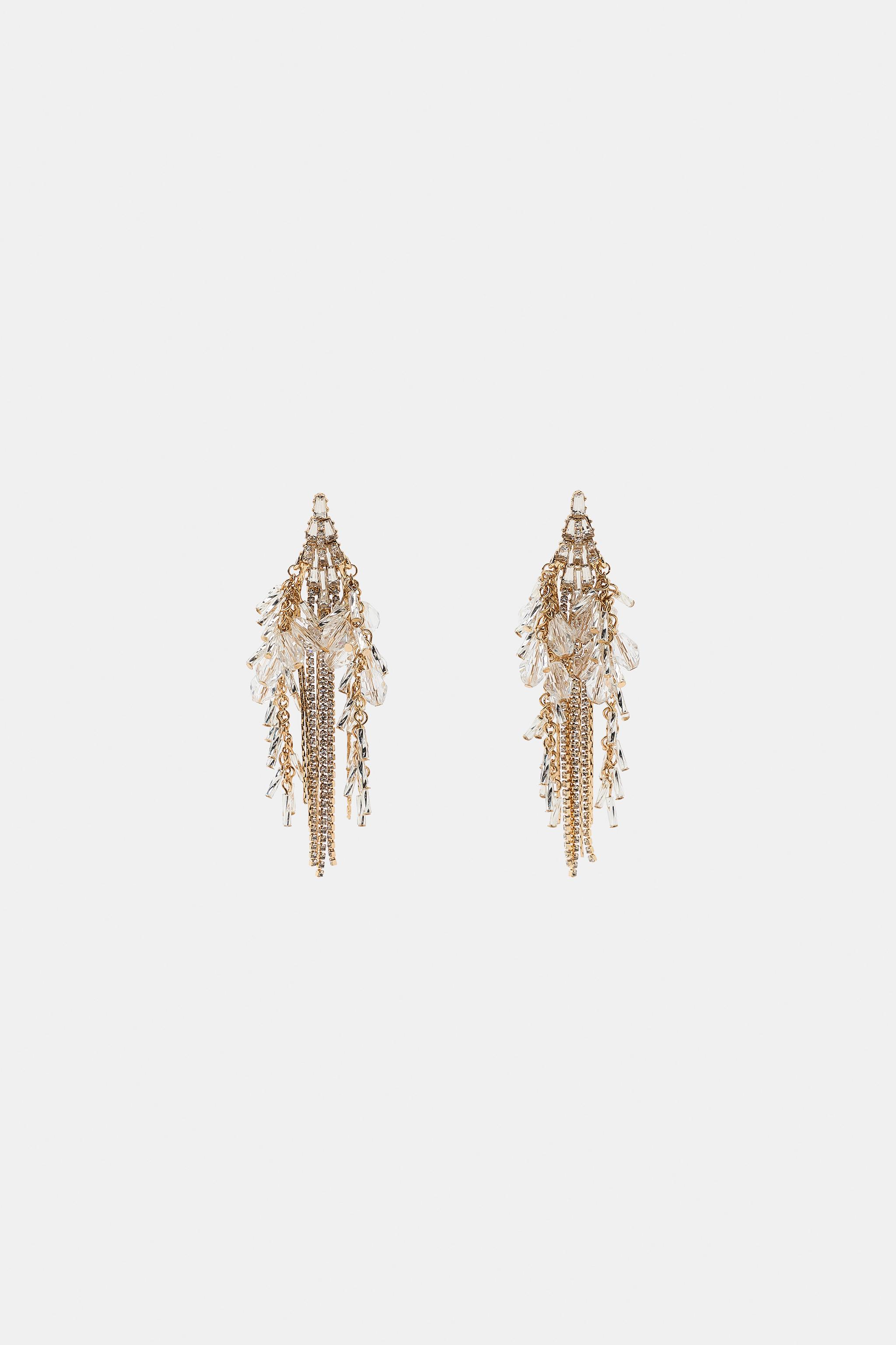 Женские аксессуары Zara CRYSTAL WATERFALL EARRINGS — фото 3