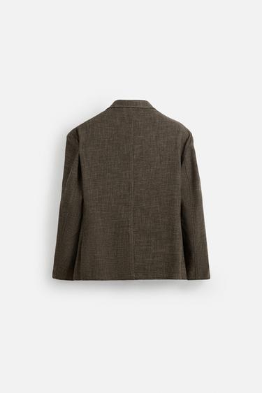 BLAZER RELAXED FIT VISCOSE - COTON ÉDITION LIMITÉE - Marron foncé de Zara - Image 7