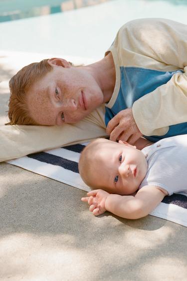 Zara EMBROIDERED CRAB BODYSUIT - Pastel blue