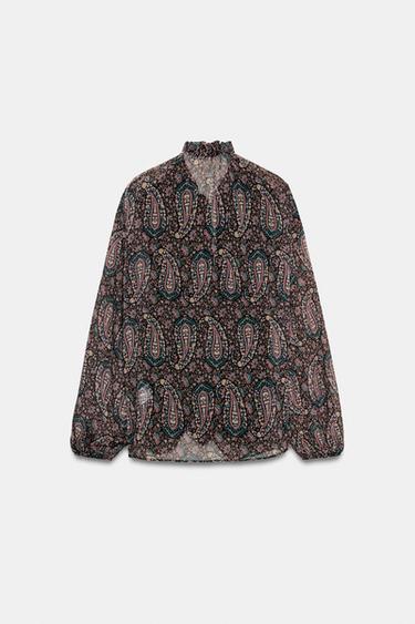PRINTED SEMI-SHEER BLOUSE - Multicoloured by Zara - Image 7