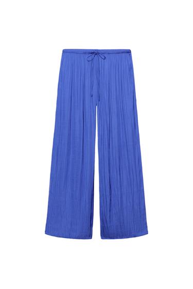 بنطلون بالازو منسدل - أزرق كهربائي الخاص بـ Zara