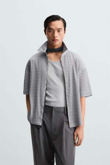 TEXTURED ZIP-UP SHIRT - Grey by Zara