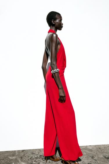 HALTER NECK KNOT JUMPSUIT - Red by Zara - Image 4