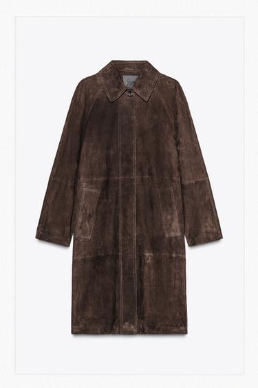 ZW COLLECTION LIMITED EDITION 100% SUEDE LEATHER COAT - Brown by Zara