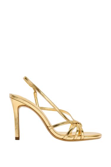 METALLIC-EFFECT HEELED SANDALS - Gold by Zara