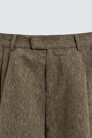 RELAXED FIT PLEATED BERMUDA SHORTS - Khaki by Zara - Image 8