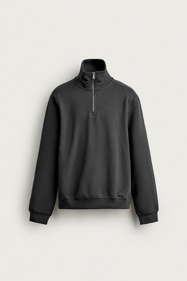 SWEAT BASIQUE À COL ZIPPÉ - Gris anthracite de Zara