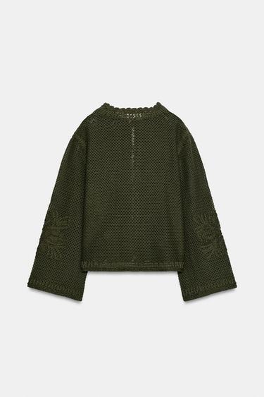 VESTE BIMATIÈRE AU CROCHET - Kaki de Zara - Image 7