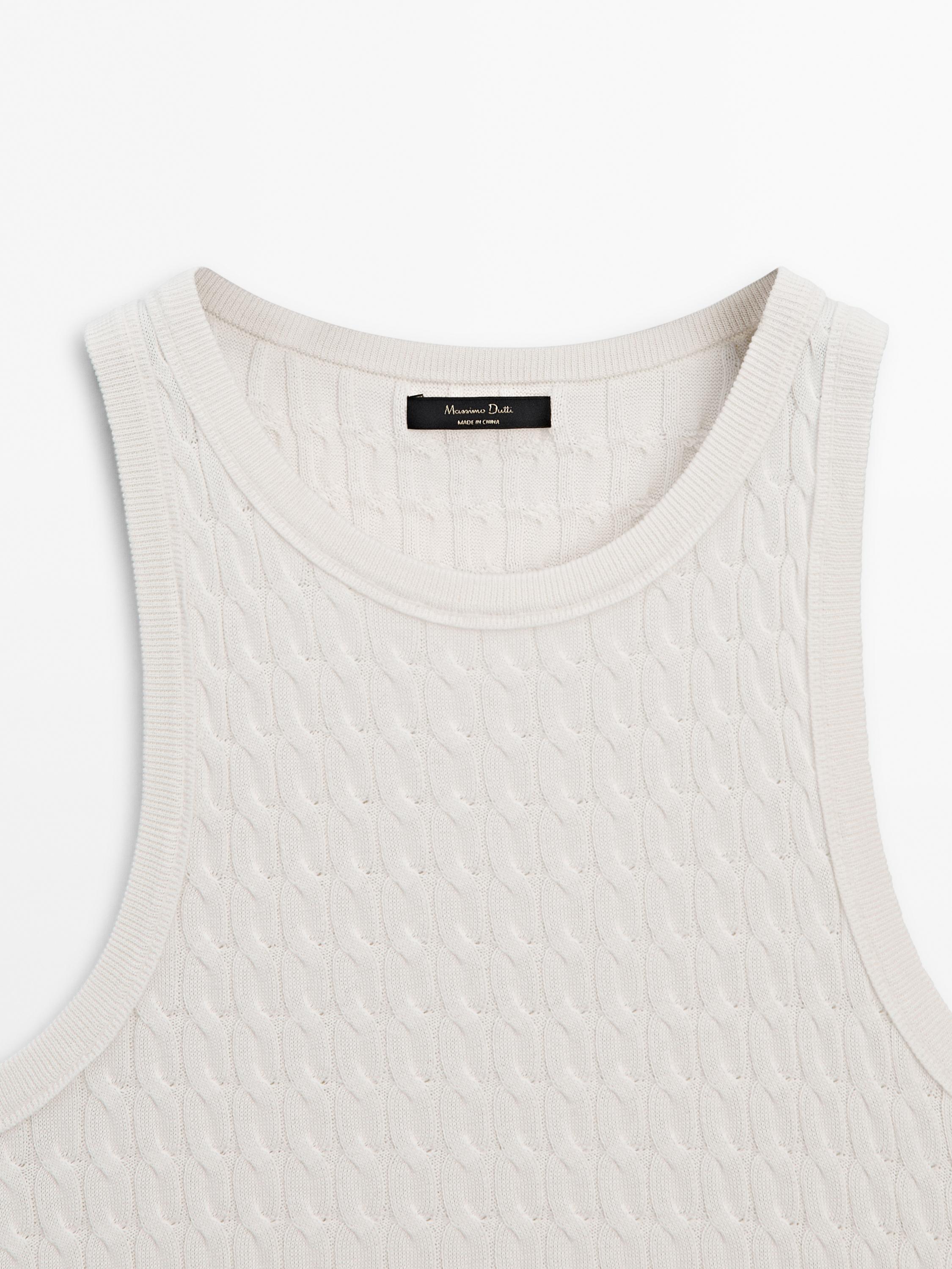 Cable-knit top - Gray | ZARA United States