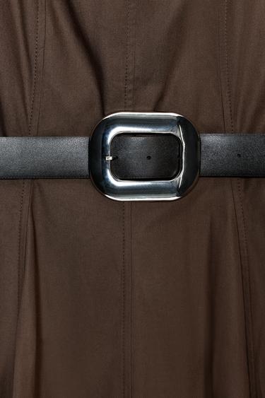 MIDI DRESS WITH BELT - Brown by Zara - Image 7