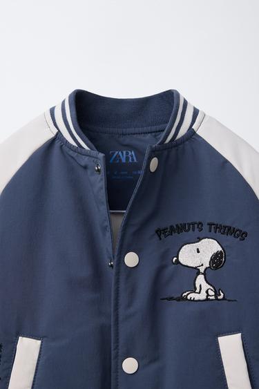 SNOOPY PEANUTS™ EMBROIDERED BOMBER JACKET - Ecru / Blue by Zara - Image 2