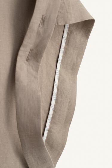 SHORT CROISÉ WIDE FIT 100% LIN - Beige de Zara - Image 10