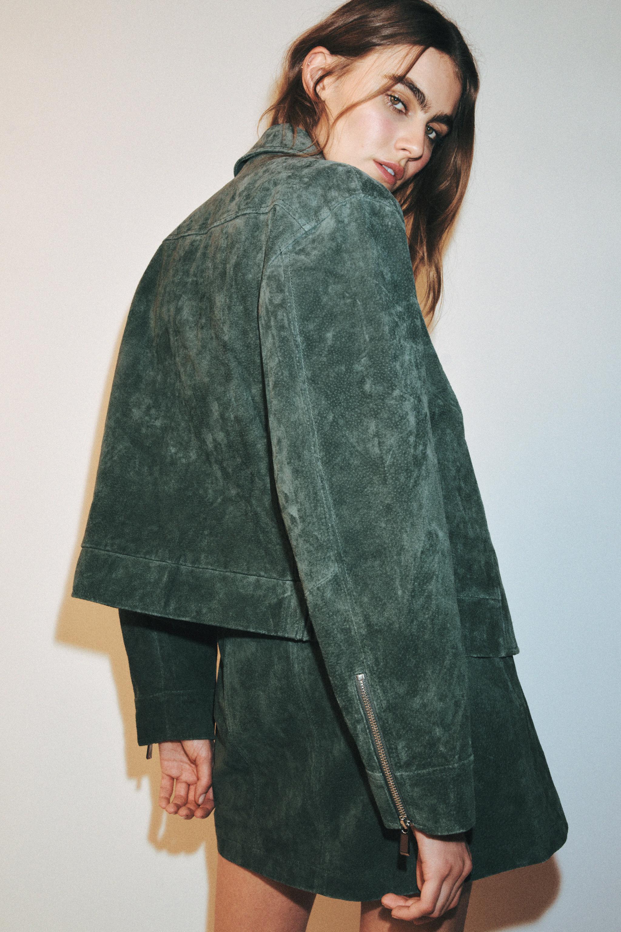 BLOUSON 100% CUIR DAIM
