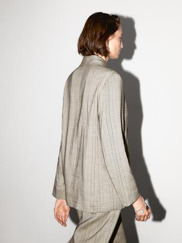 Americana cuello smoking estampado cuadros - Beige de Zara