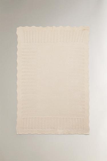 CHILDREN'S OPENWORK COTTON BLANKET - Ecru by Zara - Image 0