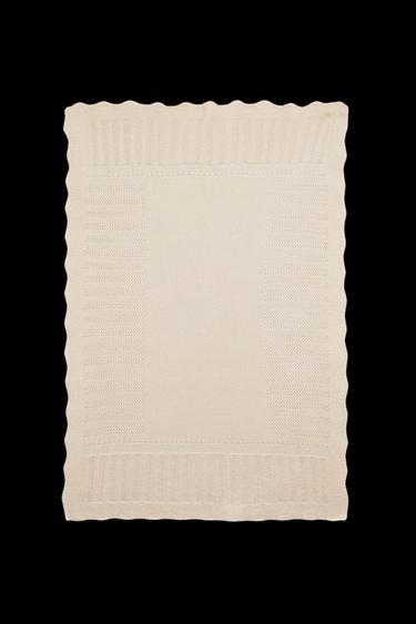 Zara CHILDREN'S OPENWORK COTTON BLANKET - Ecru - Image 0