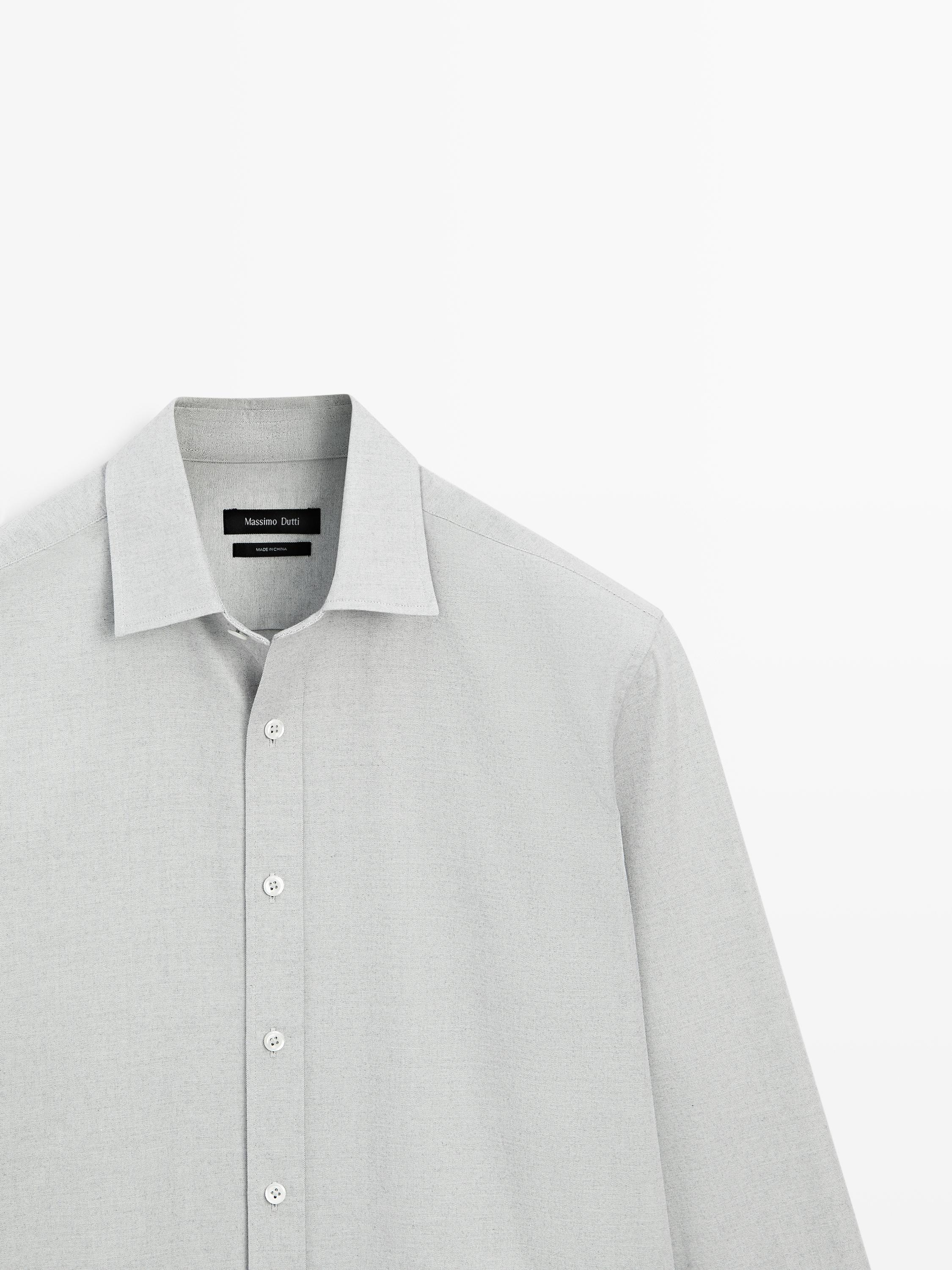 Regular fit cotton blend shirt