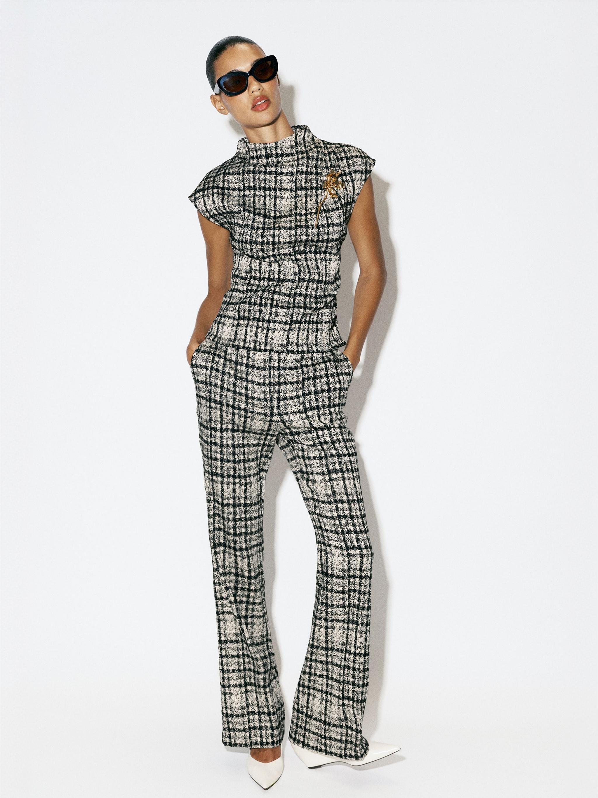 Plaid Flare Pants by Zara