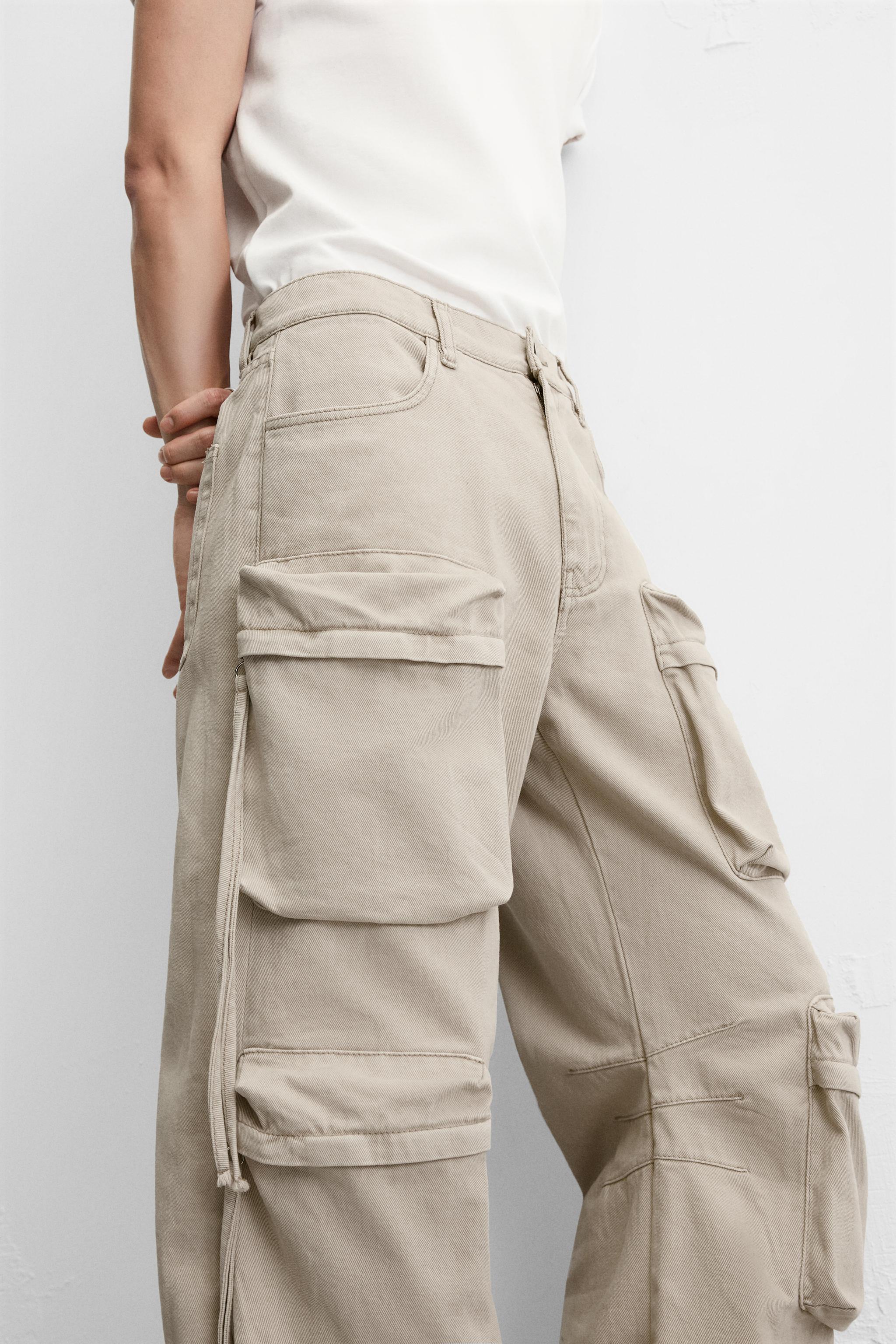 POCKET DENIM CARGO PANTS - Green | ZARA United States