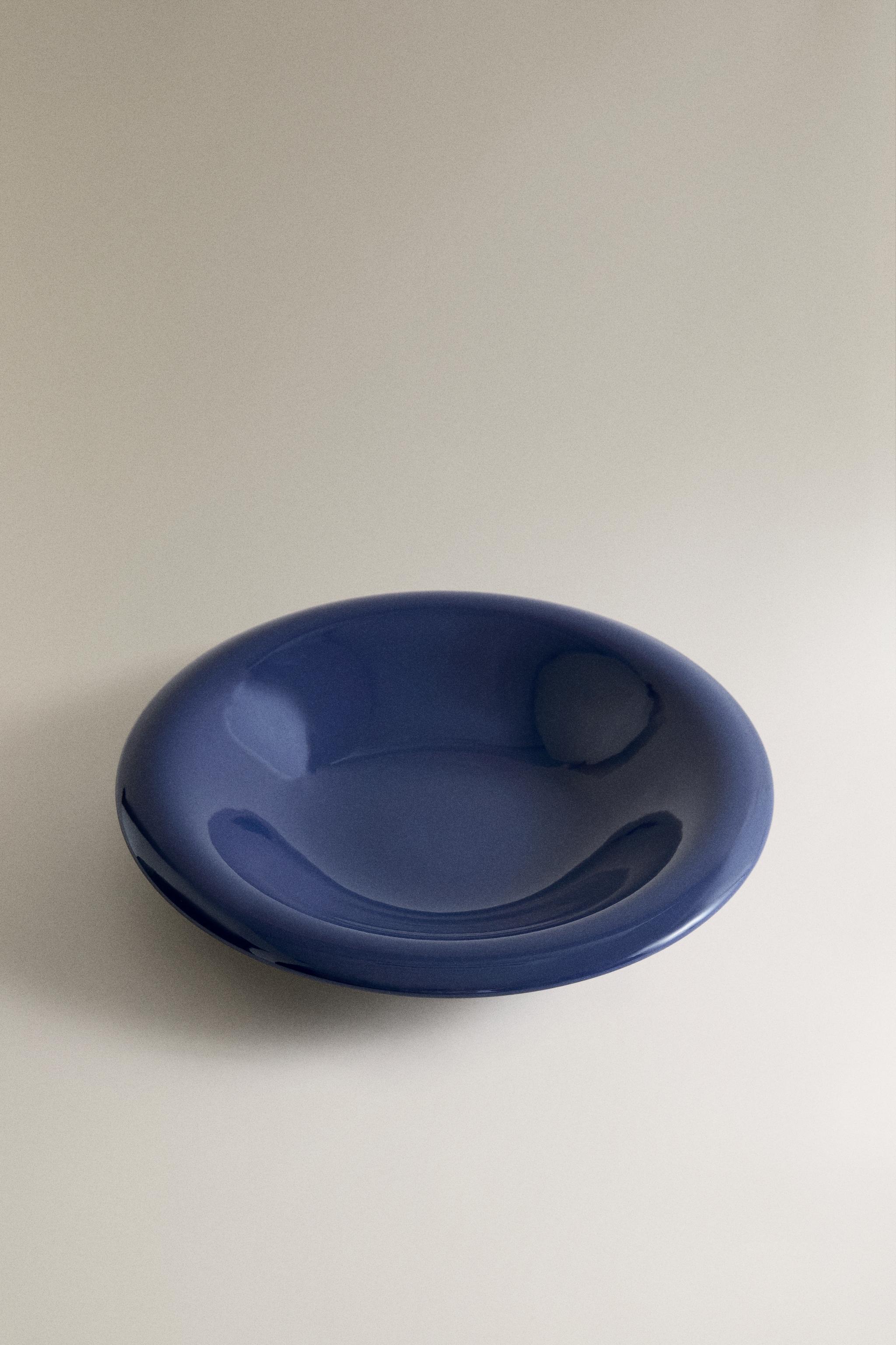ENAMELLED STONEWARE SOUP PLATE — Blue