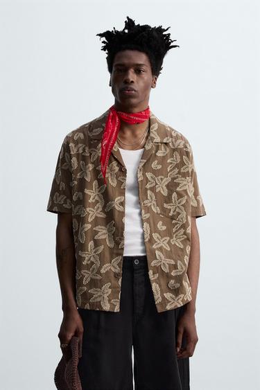 FLORAL JACQUARD SHIRT © OTIS KWAME KYE QUAICOE - Brown / Taupe by Zara