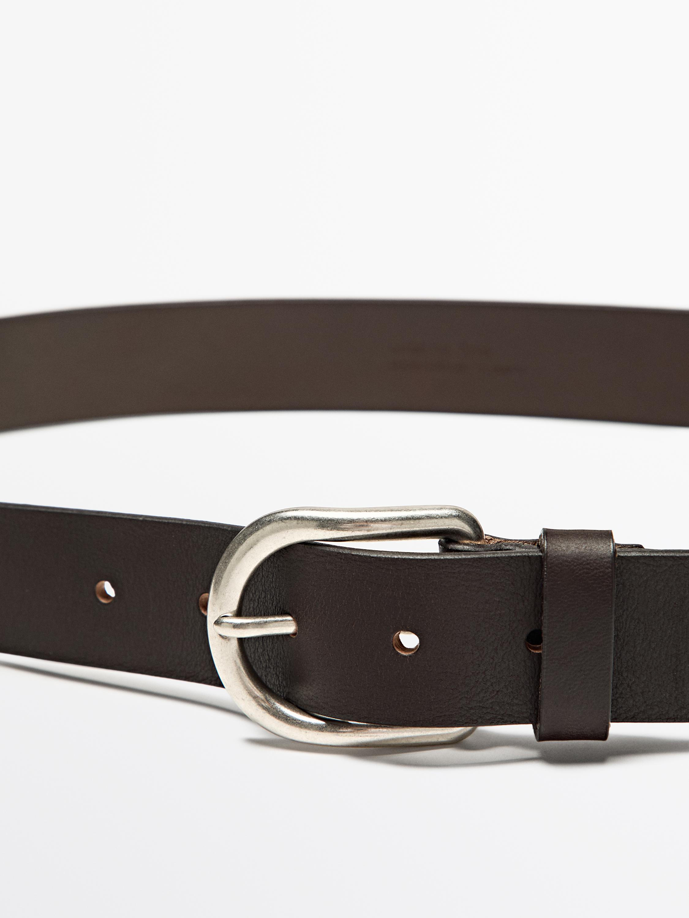 【Massimo dutti】レザーベルト ダメージ ブラック（黒）系 Massimo Dutti(マッシモドゥッティ