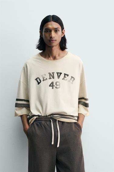 T-SHIRT COUPE BOXY EFFET DÉLAVÉ VINTAGE - Écru de Zara - Image 1