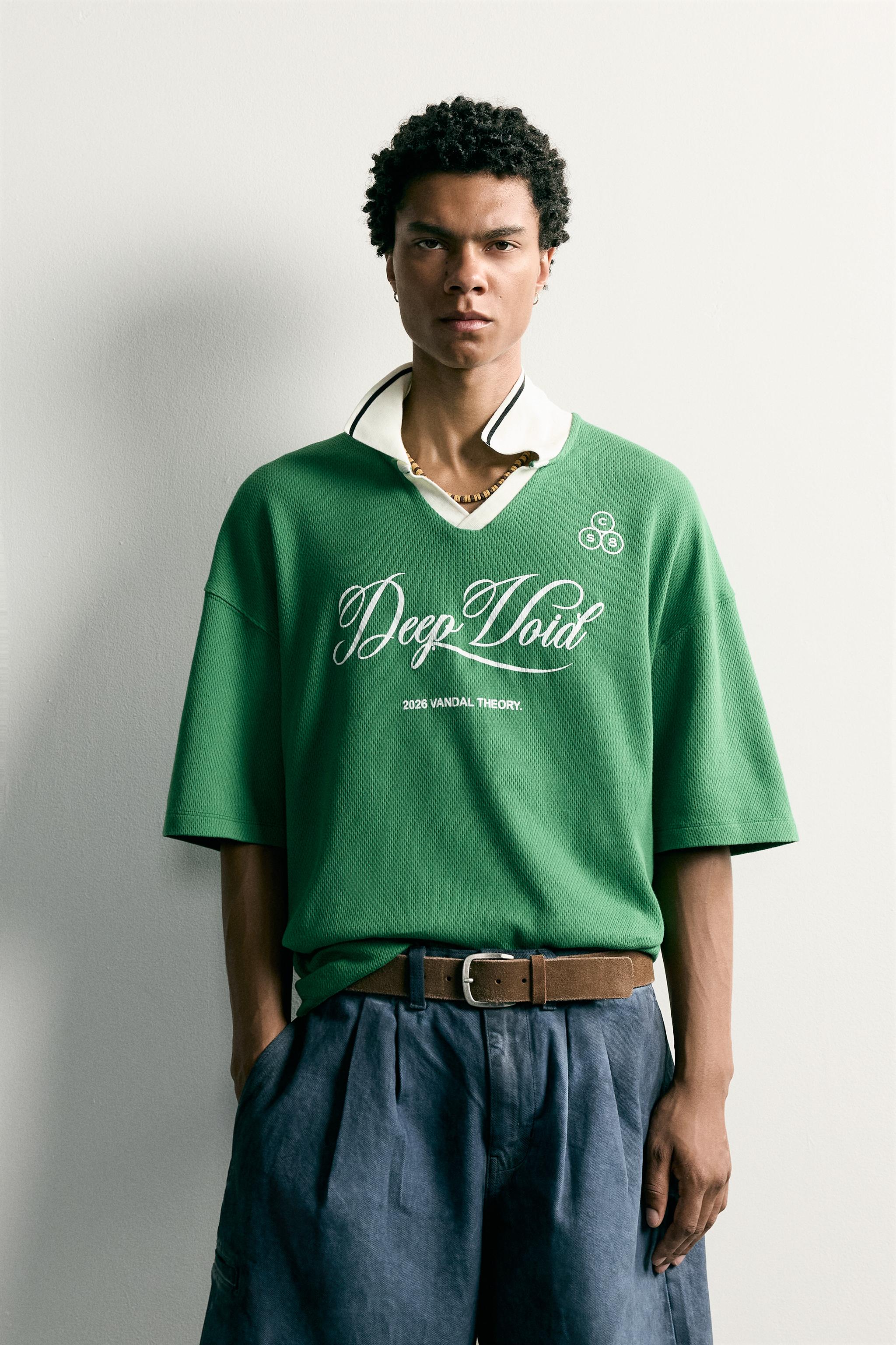RETRO SOCCER RELAXED-FIT POLO — Green / Ecru