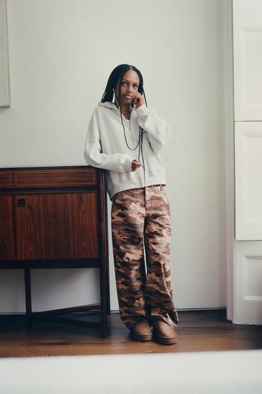 ZIP-UP PLUSH HOODIE - Grey marl by Zara