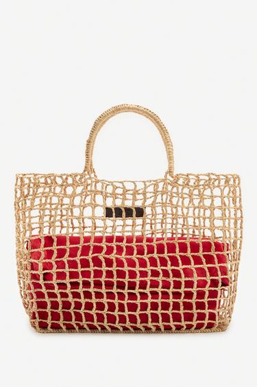 Zara LIMITED EDITION RAFFIA MAXI SHOPPER - Light beige