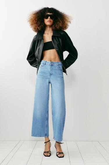 Z1975 ハイウエストクロップドワイドレッグデニムパンツライトブルーZaraのZ1975 ハイウエストクロップドワイドレッグデニムパンツ - ライトブルー