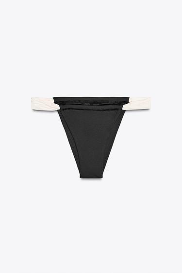 Zara DONJI DIO BIKINIJA S VEZICAMA – crna / bijela