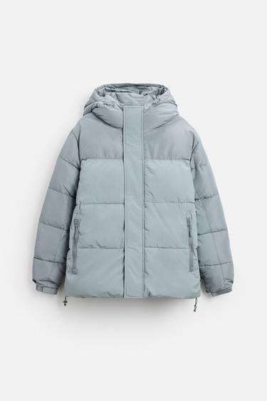 Zara HOODED QUILTED JACKET - Light gray