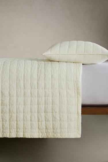 COTTON QUILT WITH SQUARES - Oyster-white by Zara - Image 2