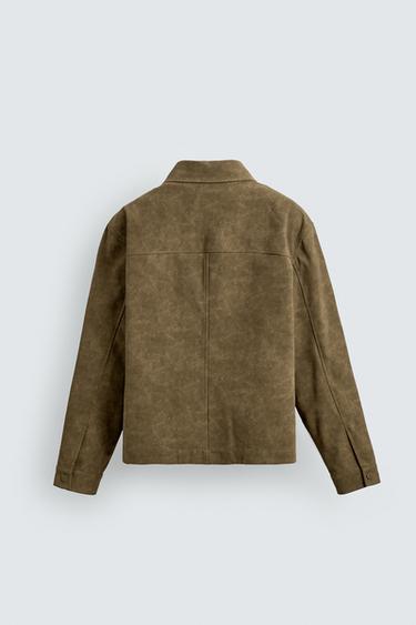 BOXY FIT FAUX SUEDE OVERSHIRT - Ochre by Zara - Image 7