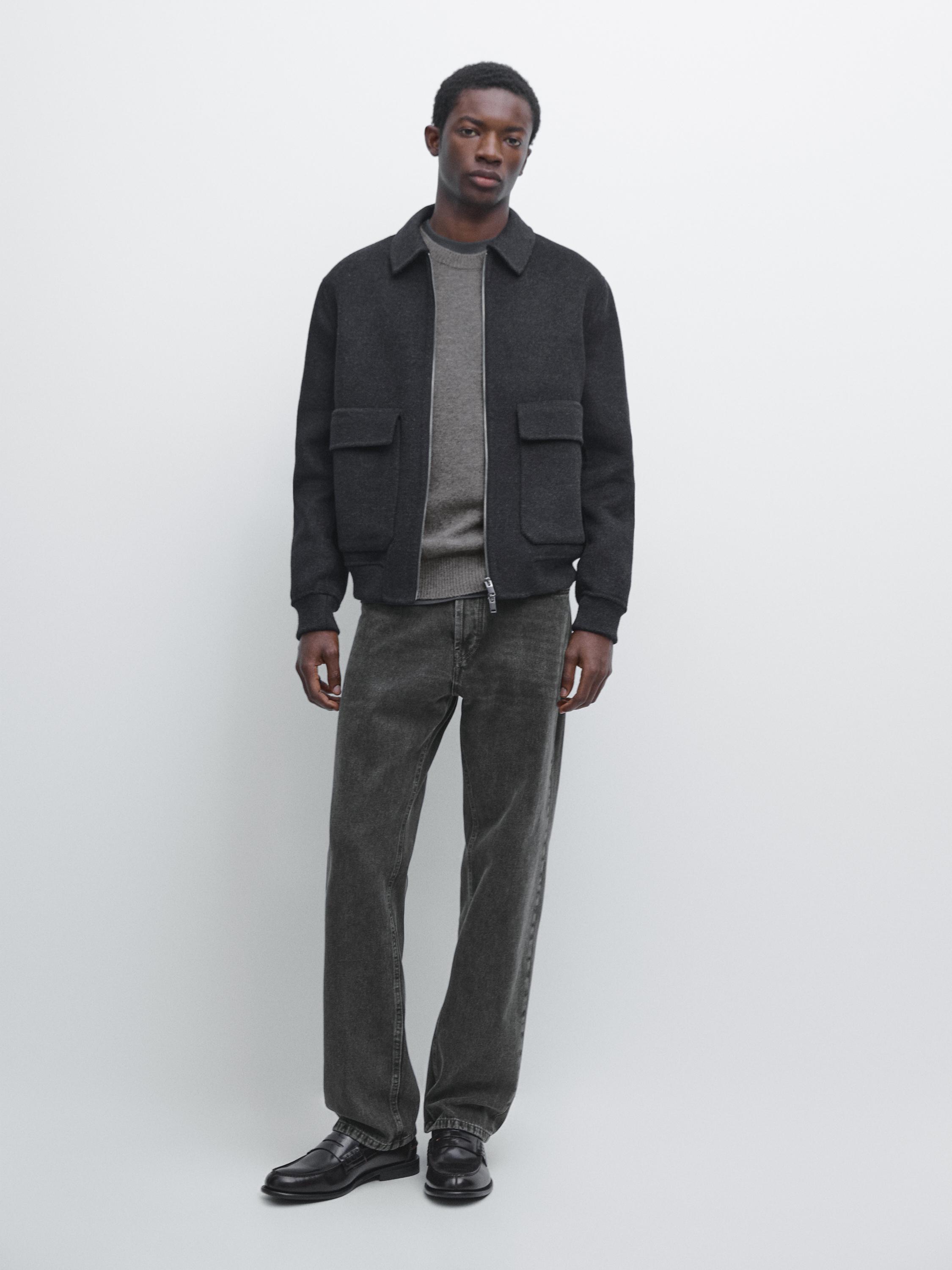 Wool blend jacket with pockets