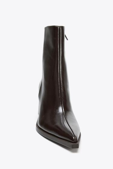 WIDE-HEEL ANKLE BOOTS - Brown by Zara - Image 4
