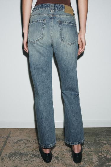 JEANS ZW COLLECTION CIGARETTE خصر متوسط - أزرق وسط الخاص بـ Zara