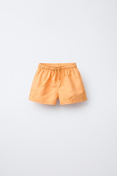 6-14 YEARS/ SWIM SHORTS WITH SUN EMBROIDERY - Orange by Zara