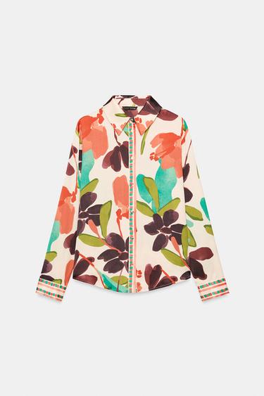 CHEMISE SATINÉE À IMPRIMÉ FLEURI - Multicolore de Zara - Image 5