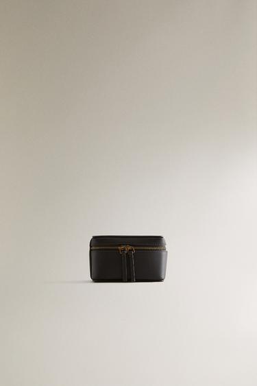 SMALL LEATHER TRAVEL JEWELLERY BOX - Chocolate Brown by Zara - Image 0