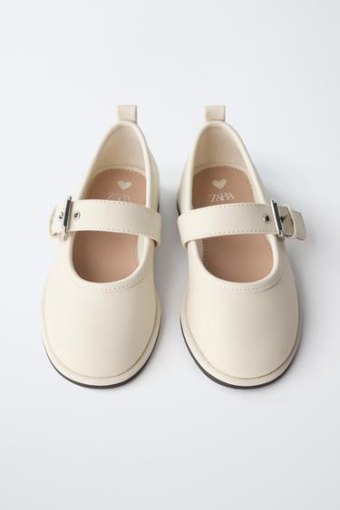 BUCKLE BALLET FLATS - White by Zara - Image 3