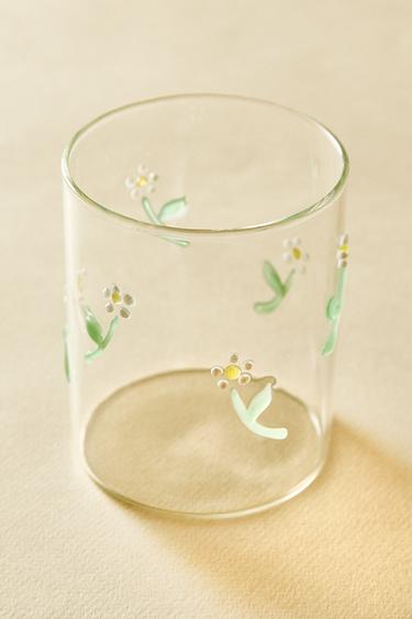 BOROSILICATE TUMBLER WITH FLORAL APPLIQUÉS - 990 by Zara