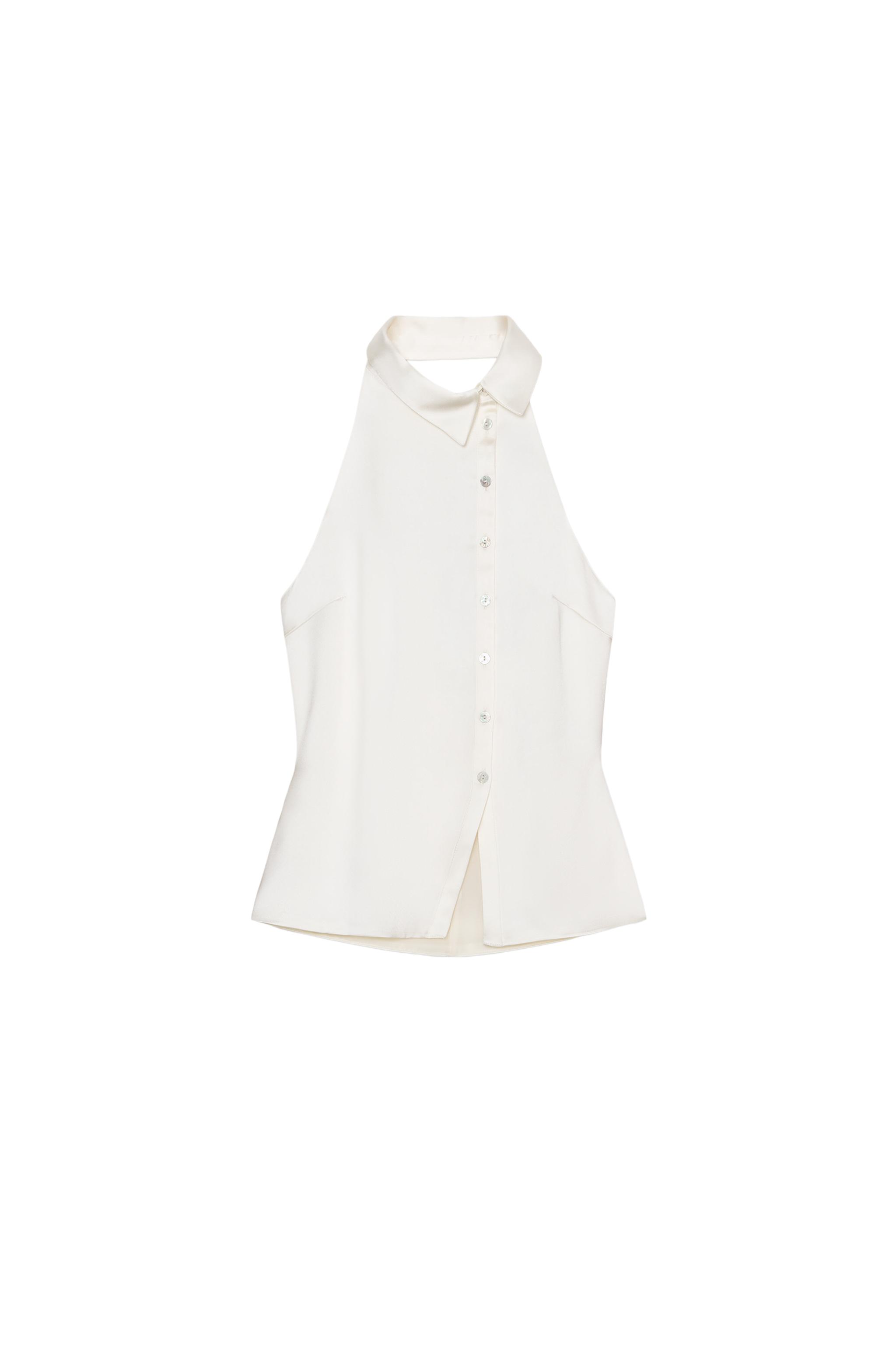 その他 SALSATION TOPS SATIN HALTER TOP - Oyster-white | ZARA Canada