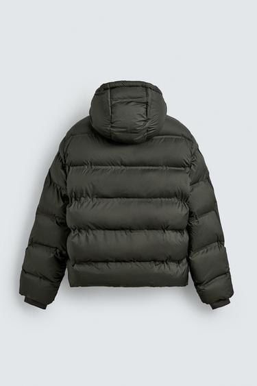WATER-REPELLENT HOODED PUFFER JACKET - Green by Zara