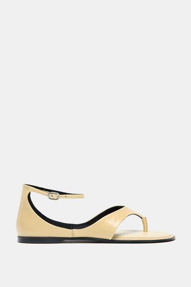 SANDALES ENTREDOIGTS EN CUIR - Blanc écru de Zara