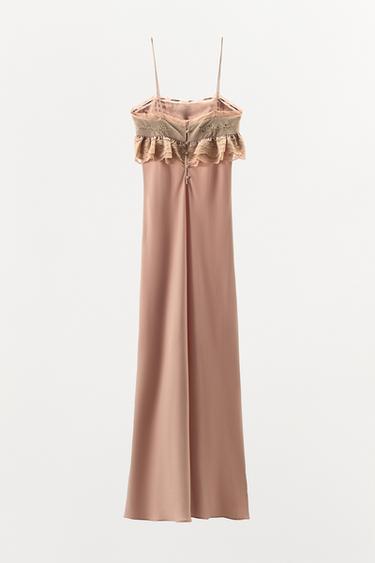 EMBROIDERED DRESS WITH CONTRAST BOW - Pastel pink by Zara - Image 4