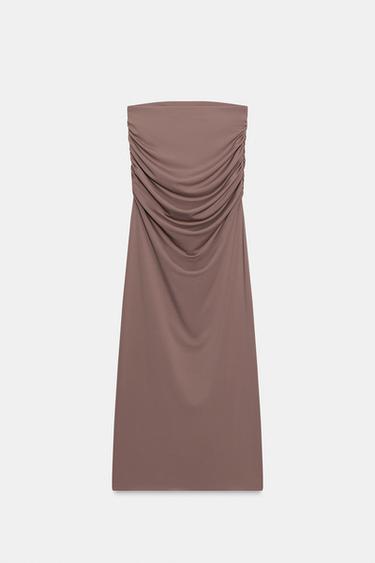 GATHERED POLYAMIDE SKIRT - Mink by Zara - Image 0