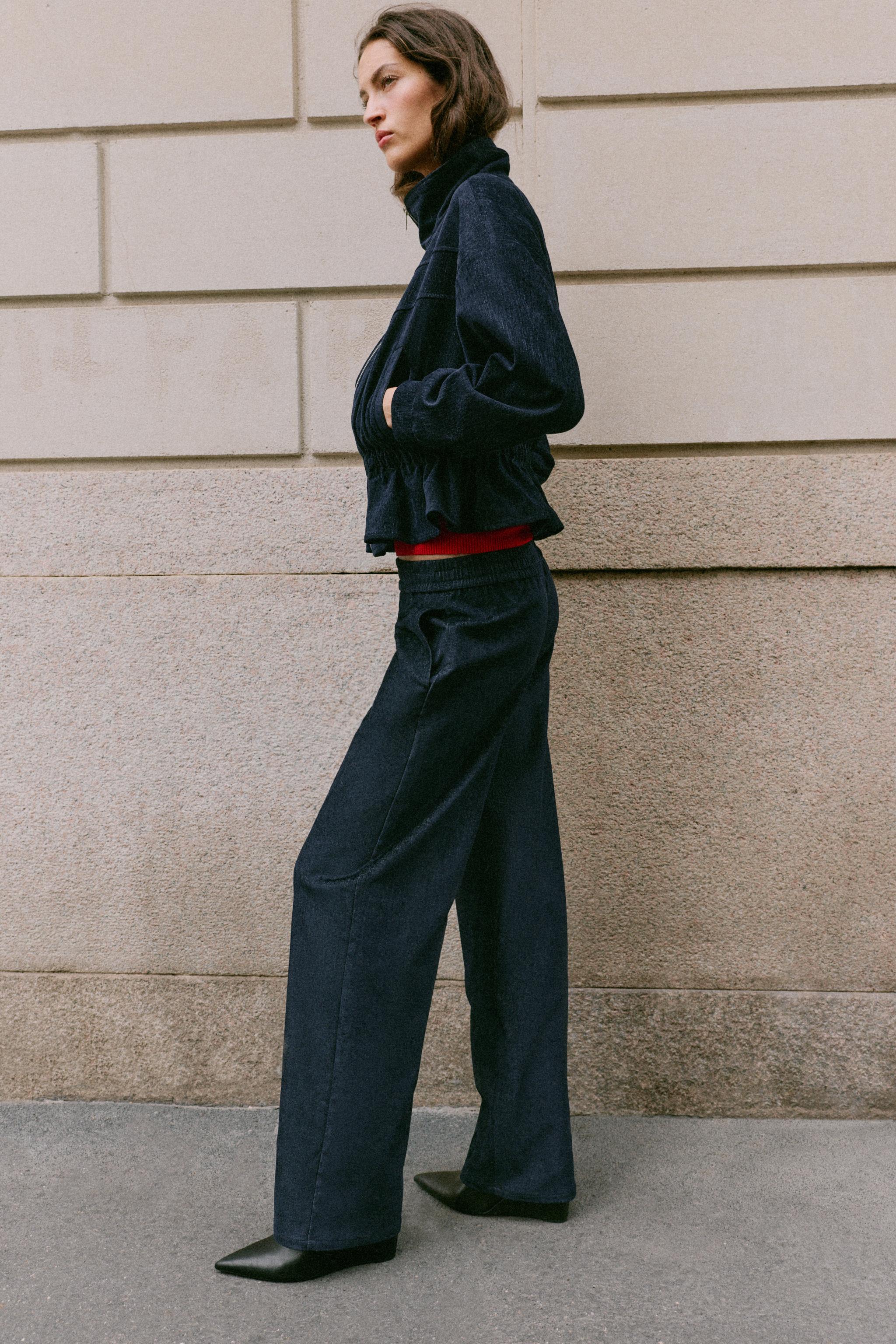 WIDE-LEG ELASTIC WAISTBAND PANTS